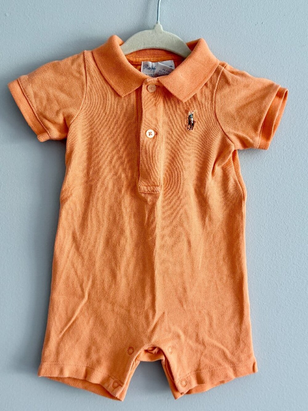 Ralph Lauren Orange Soft Cotton Polo Shortall GUC 3M